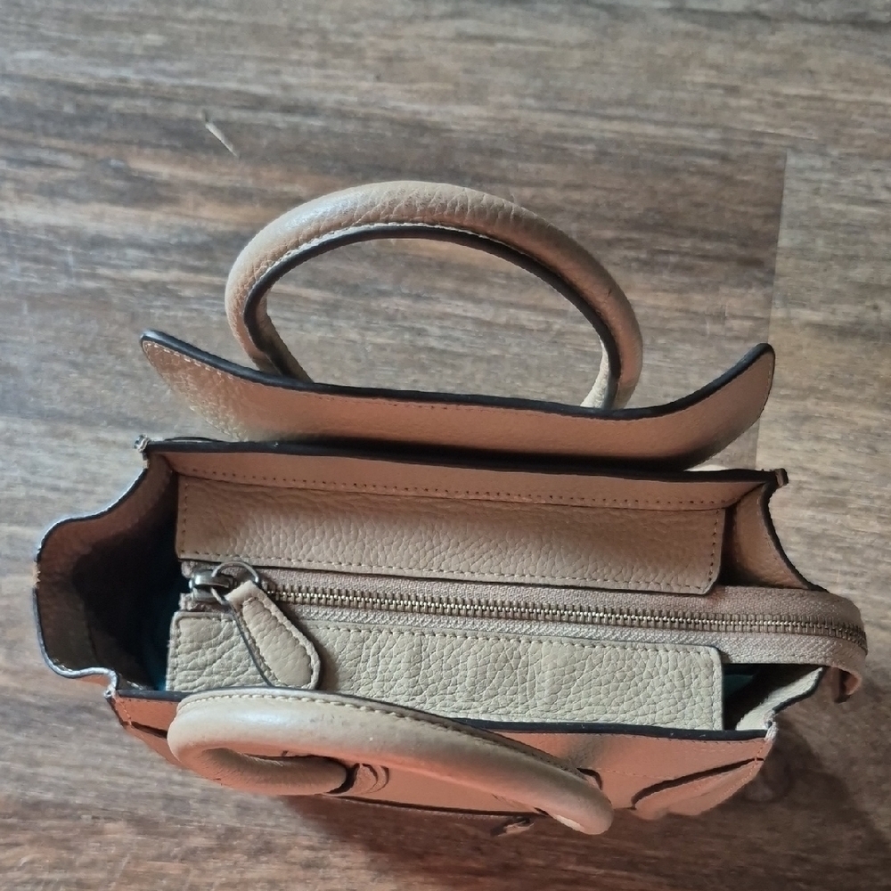 Celine Drummed Calfskin Nano Luggage Dune Taupe Crossbody Purse - Picture 8 of 13